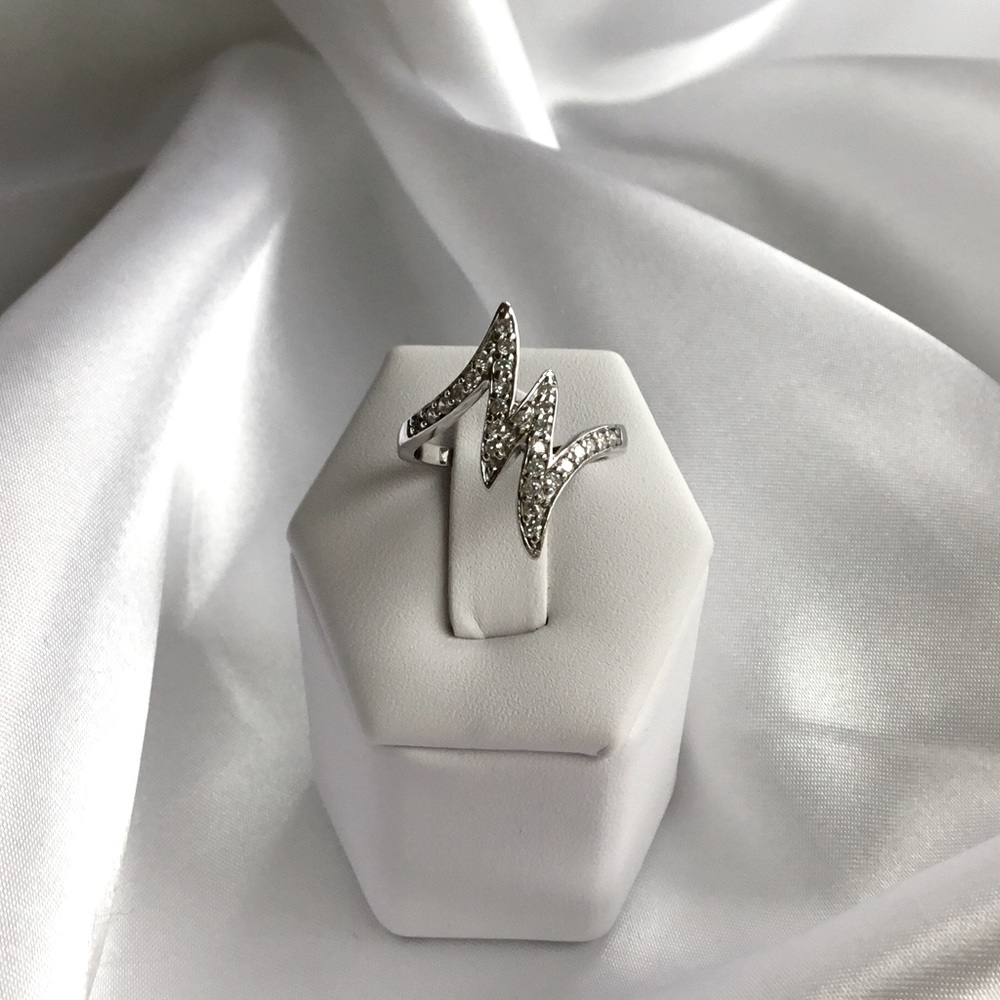 Sterling Silver Cz Zig Zag Ring - Picture 2 of 16
